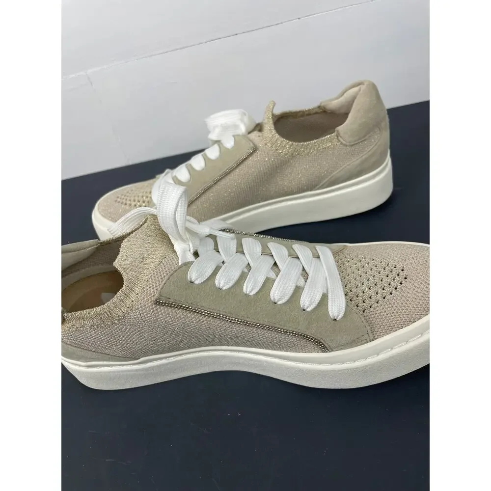 VANELi Sport Yaqira Metallic Knit/Suede Platform Sneakers Light Taupe Sz 7M NWOB